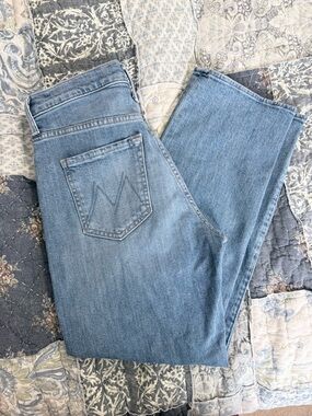 MOTHER Light Blue Denim Jeans with Front Zip Fly